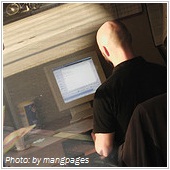 man working on computer